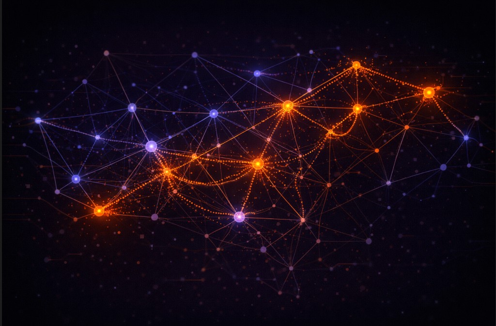 CAGNN: graph neural network with orange and blue nodes and edges