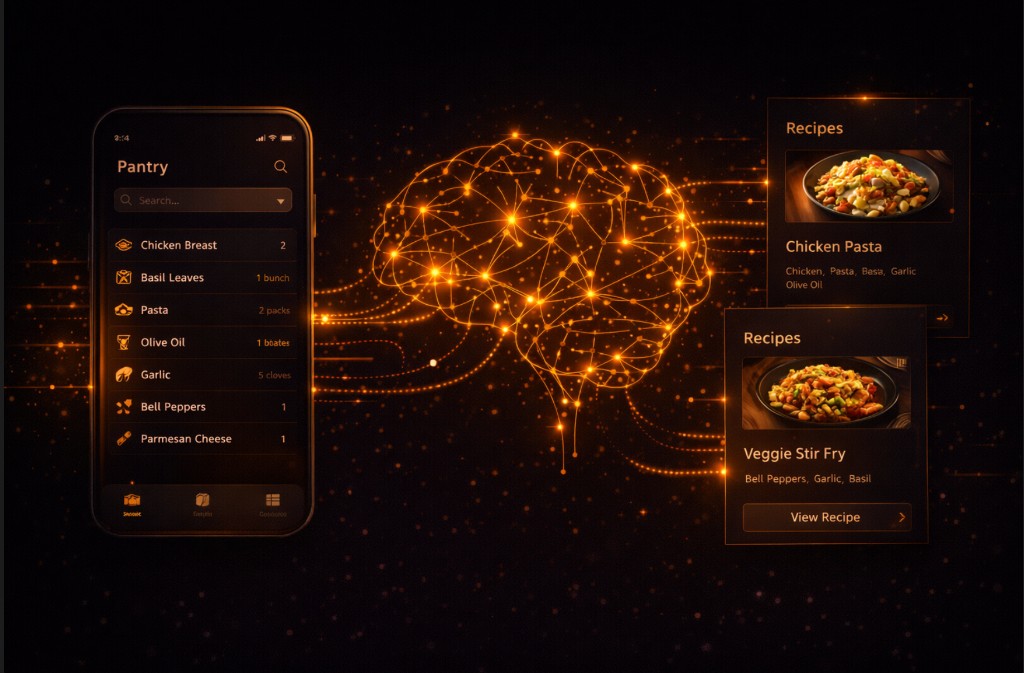 PantryPi: pantry inventory flowing through an AI brain to recipe suggestions